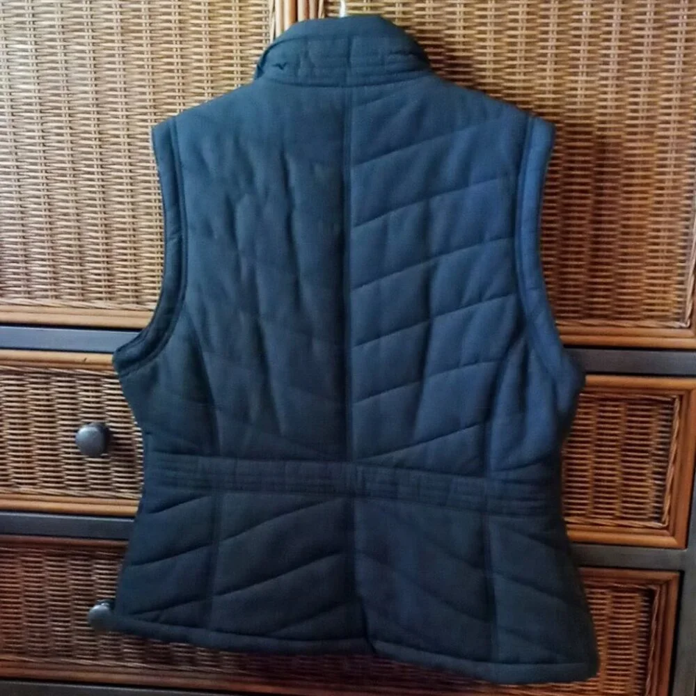 🔥SALE  Sonoma Life+Style Women’s L Black Quilted Vest Plaid Cozy Flannel Lining - Picture 4 of 11